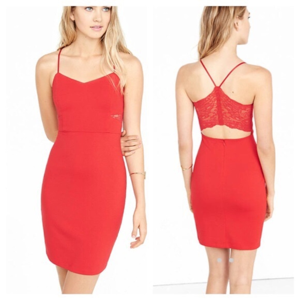 Size 0 Express red sheath cut out back dress
